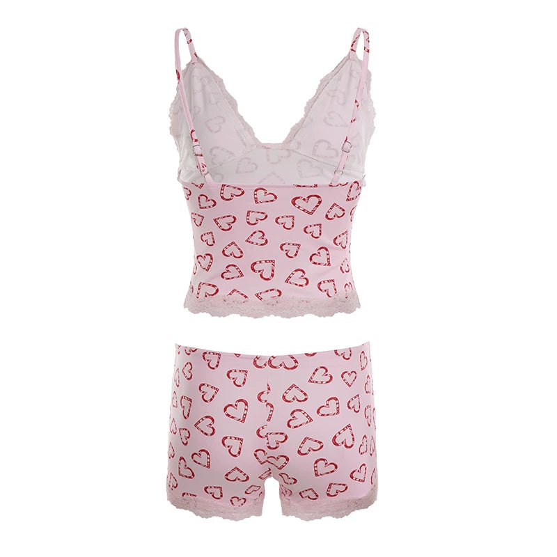 Harlow Heart Print Lace Set