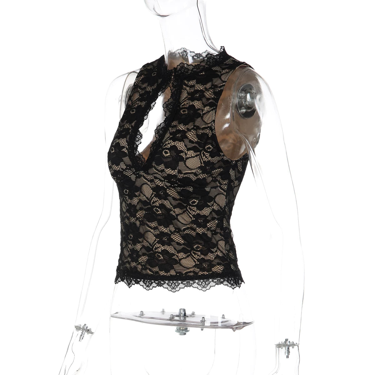 LaPose - Hayat Lace Keyhole Cut-Out Top