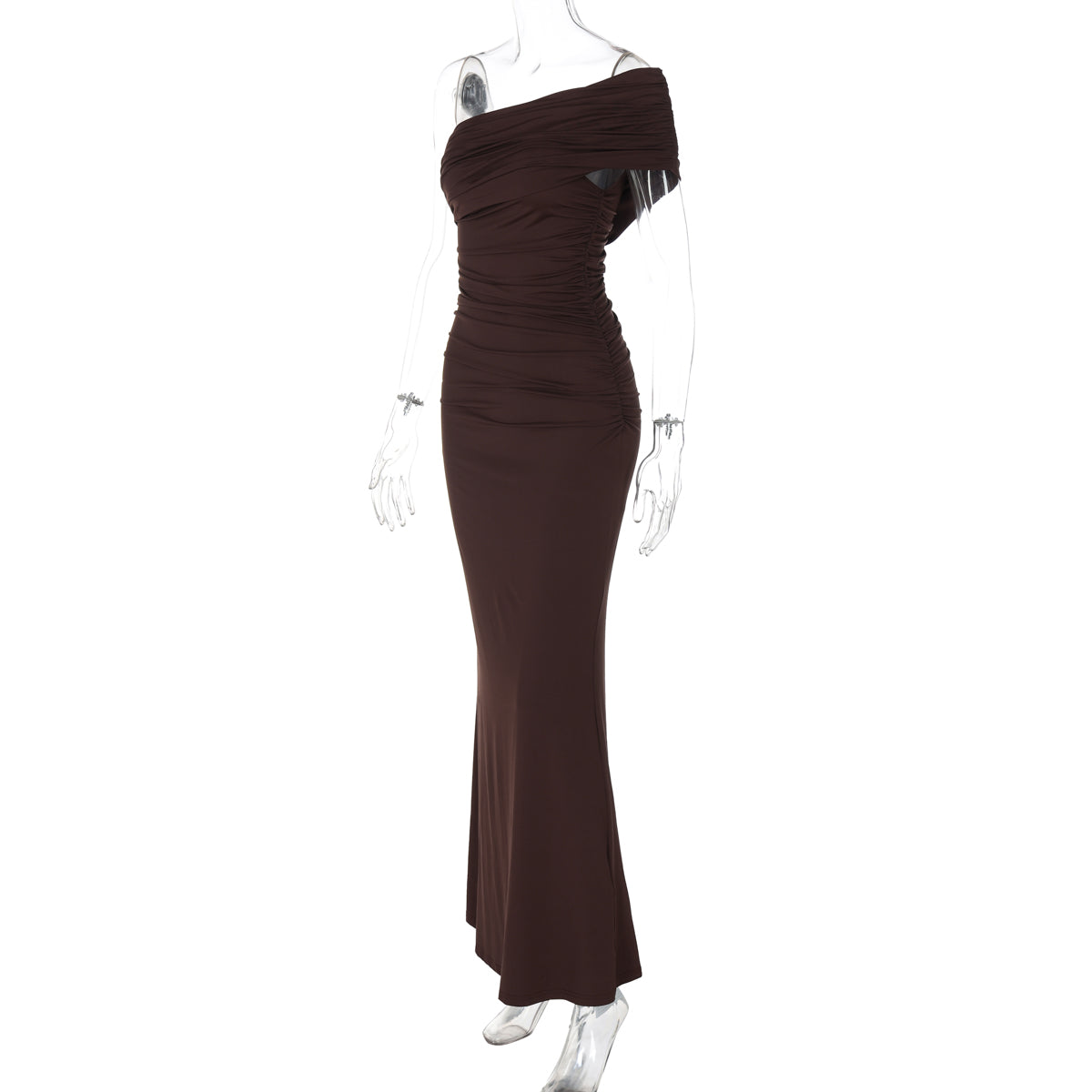 Hayat One-Shoulder Ruched Maxi Dress