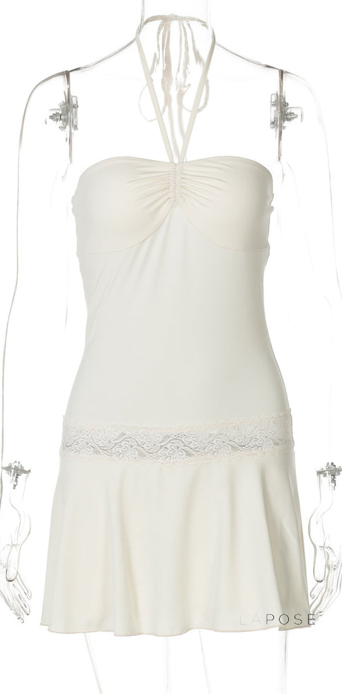Haydee Lace Halter Mini Dress [NNVIDRF2]
