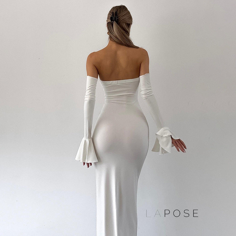 Haydee Off Shoulder Fishtail Dress [W3L7RKL0]