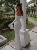 Haydee Off Shoulder Fishtail Dress [A9BUMSUP]