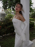 Haydee Off Shoulder Fishtail Dress [NAAJC9YX]