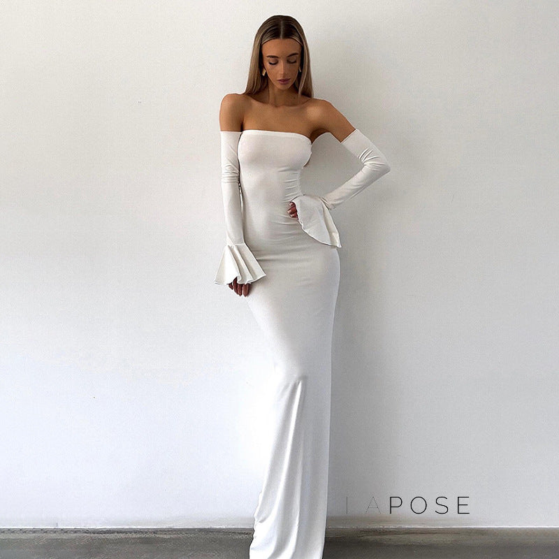 Haydee Off Shoulder Fishtail Dress [DI7SJNX4]