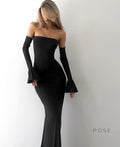 Haydee Off Shoulder Fishtail Dress [7LDBIJZ9]