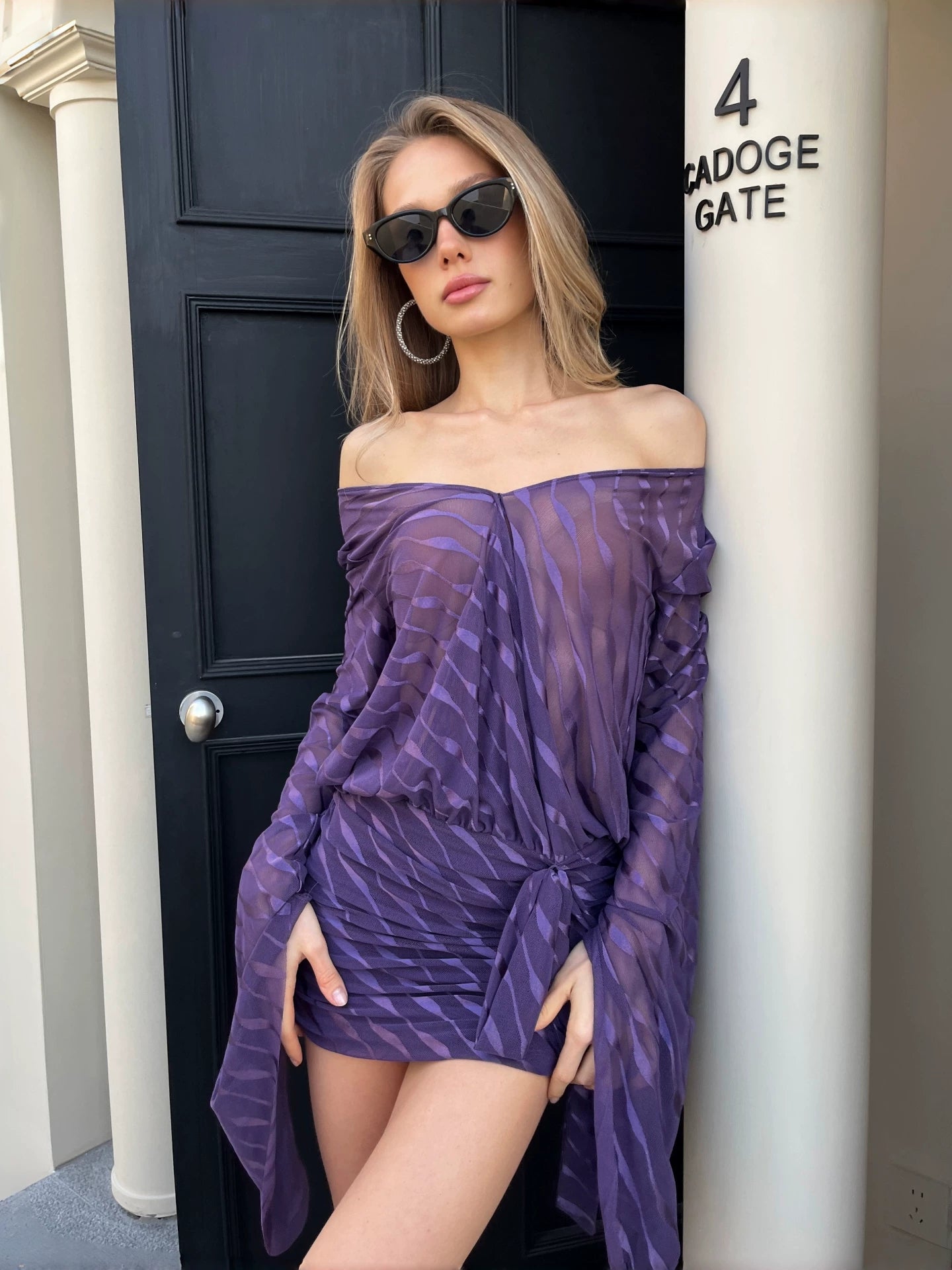 LaPose - Haylee Sheer Mesh Backless Mini Dress
