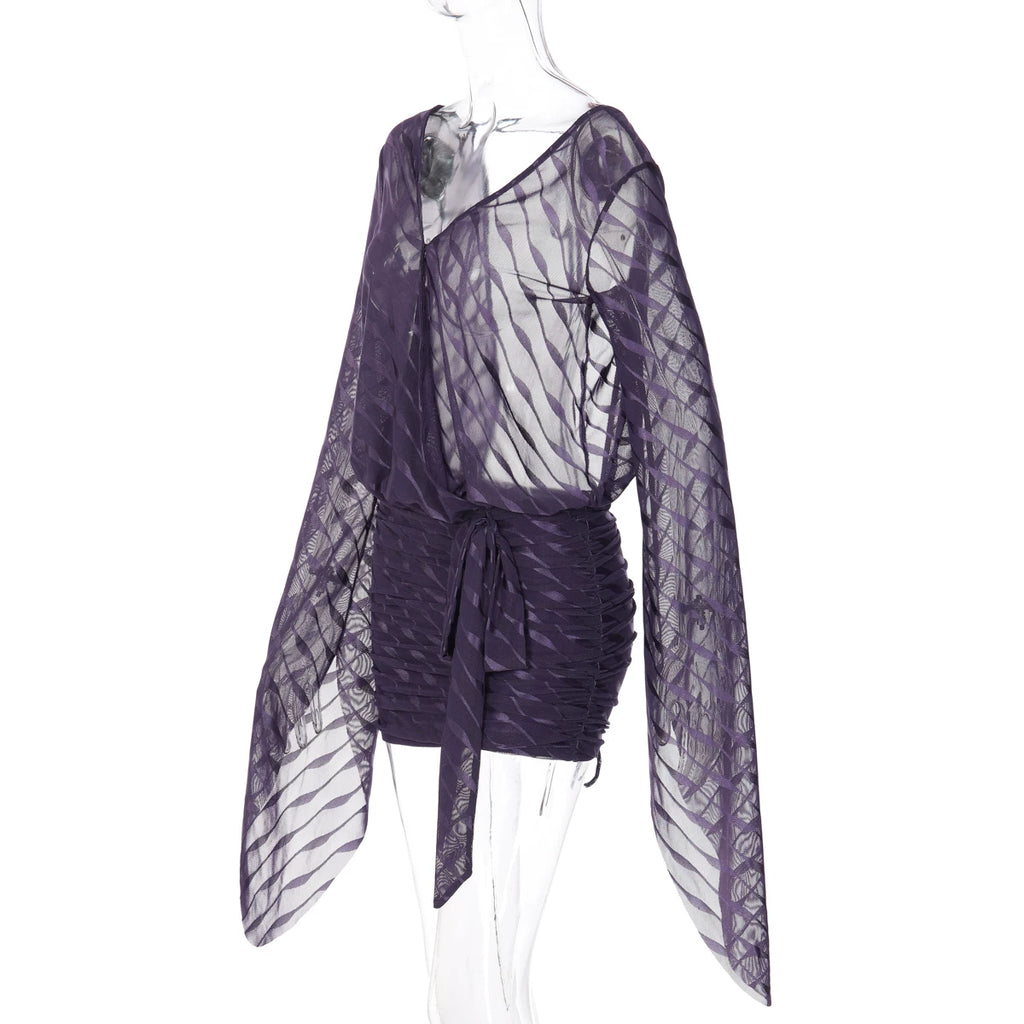 LaPose - Haylee Sheer Mesh Backless Mini Dress