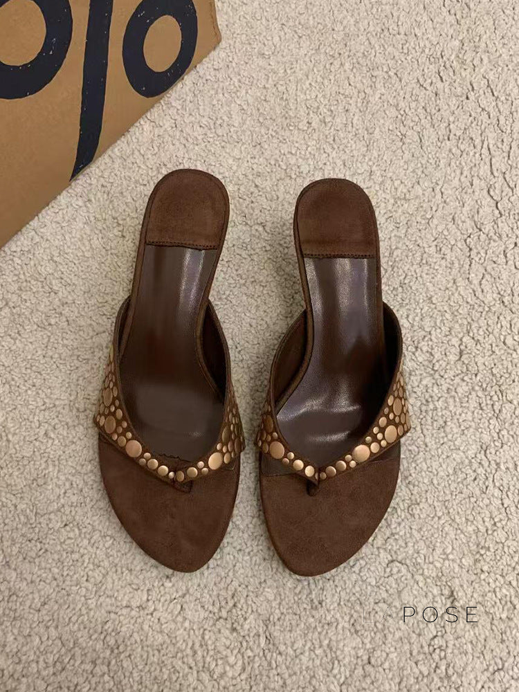 Hayven Retro Rivet Stiletto Sandals [8DKVQHGE]