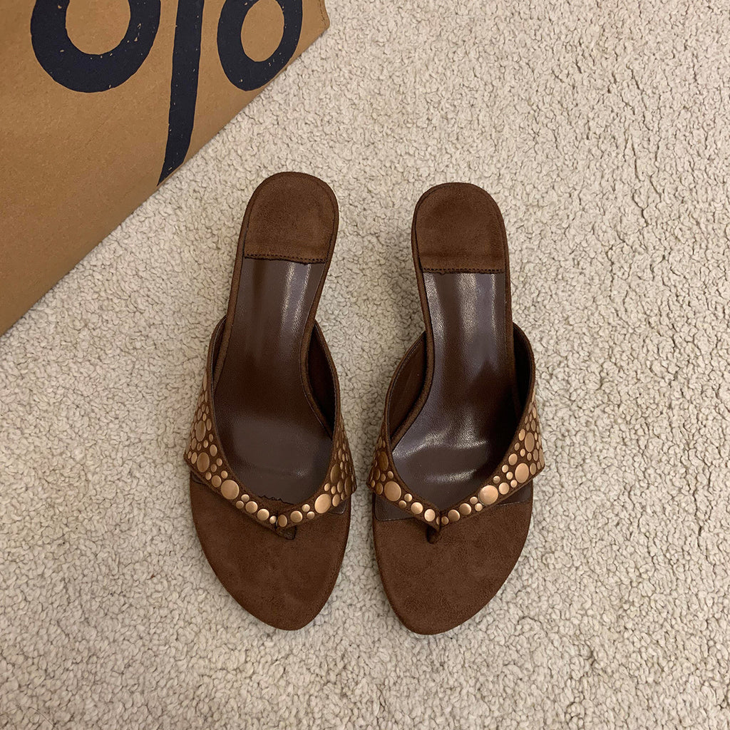 Hayven Retro Rivet Stiletto Sandals [1JQHSGQU]