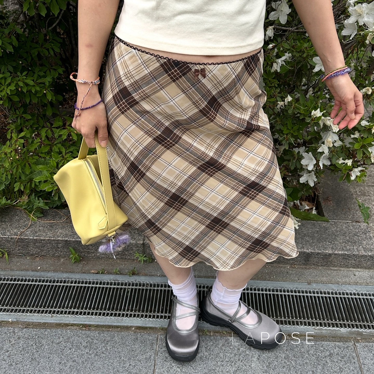 Hayzlee Plaid Bow Midi Skirt [0LFQ6A43]