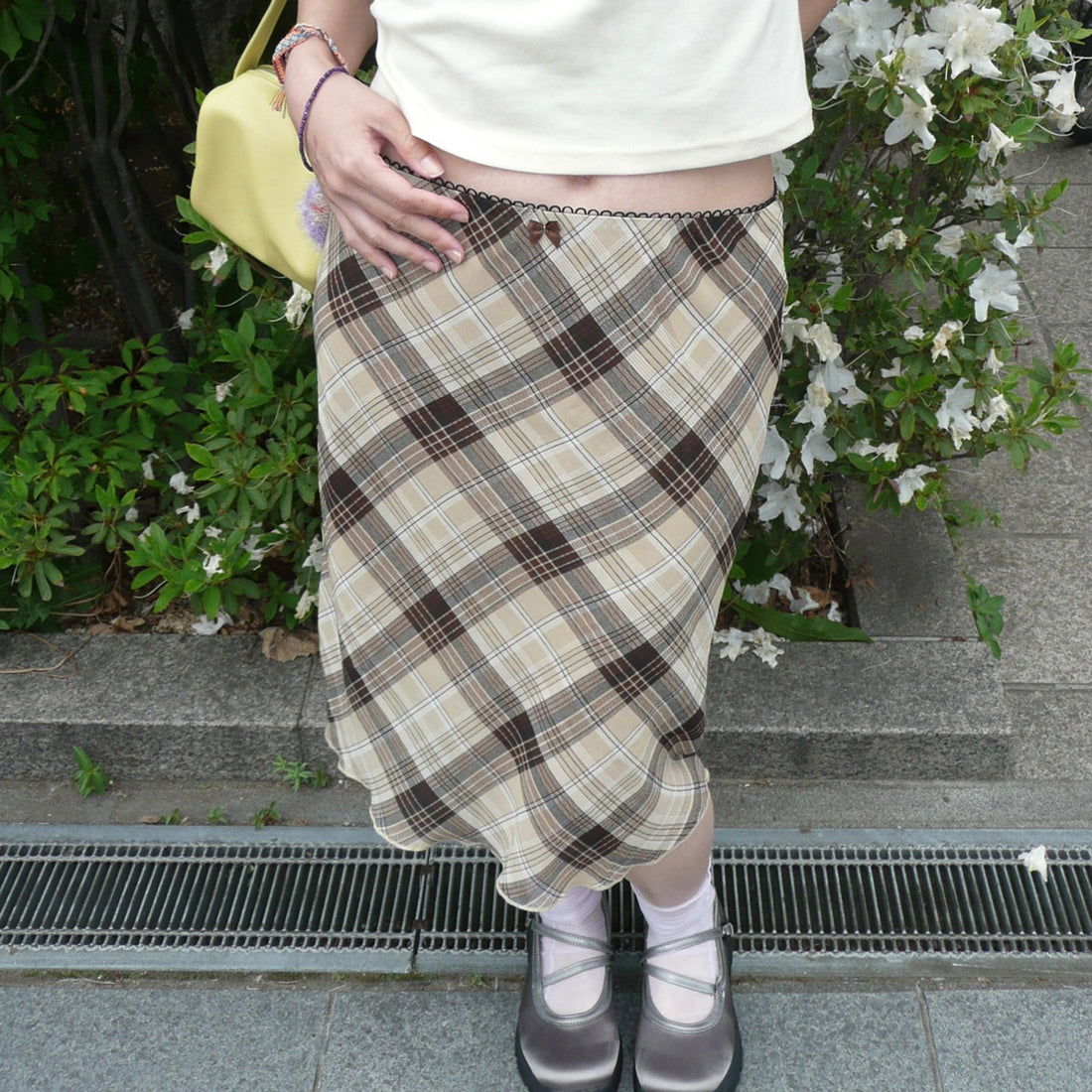 Hayzlee Plaid Bow Midi Skirt [SM1C0GSS]