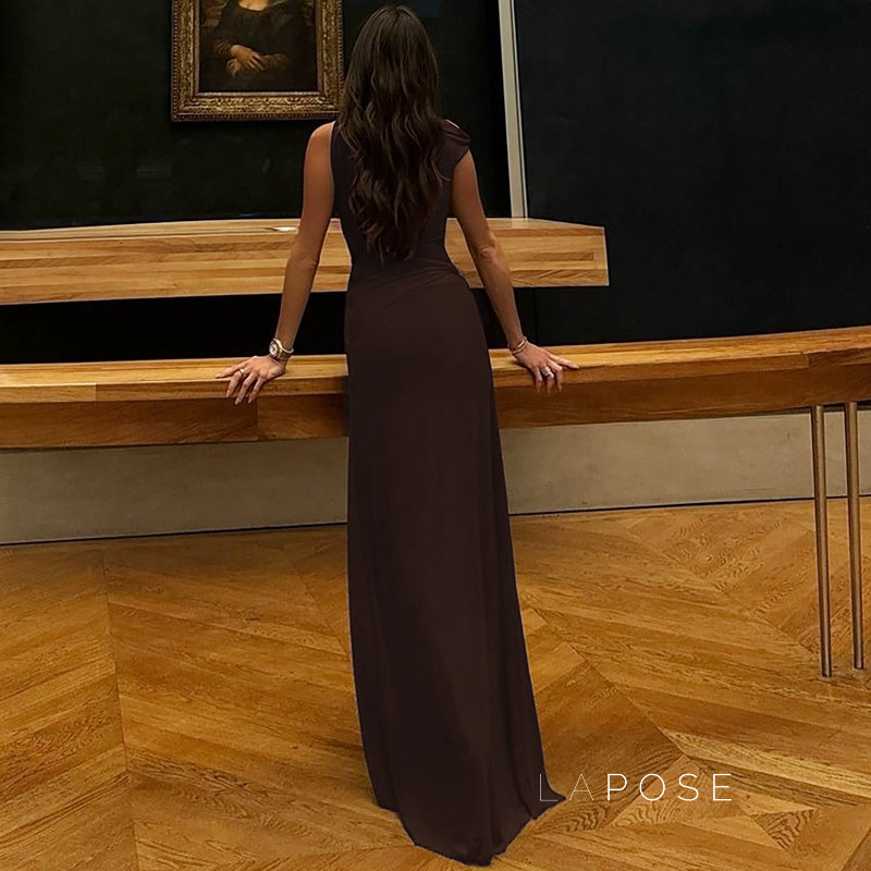 Hazelynn One Shoulder Mesh Maxi Dress [E1LI0NJ4]