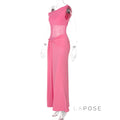 Hazelynn One Shoulder Mesh Maxi Dress [L0H4WBZM]