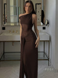 Hazelynn One Shoulder Mesh Maxi Dress [D3CFBIDJ]