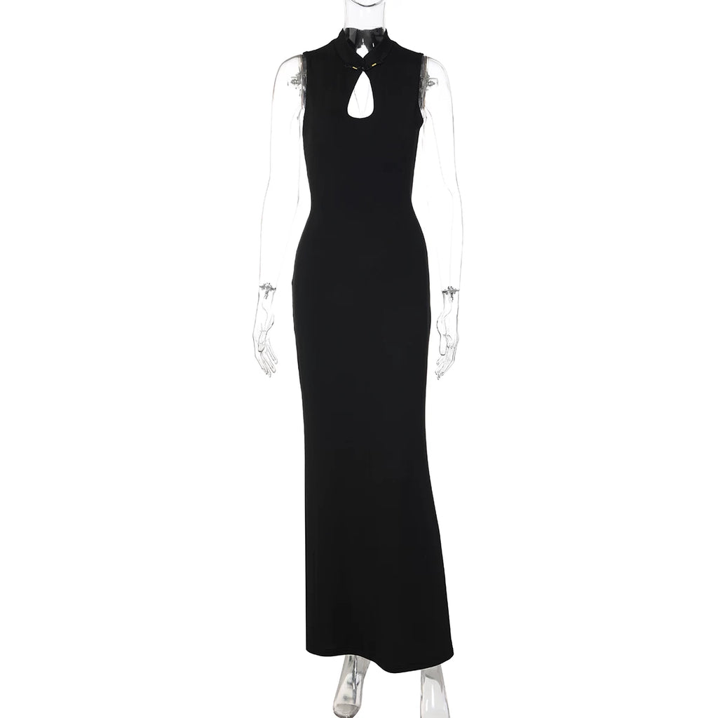 LaPose - Helaina Backless Cut-Out Maxi Dress - Black Color