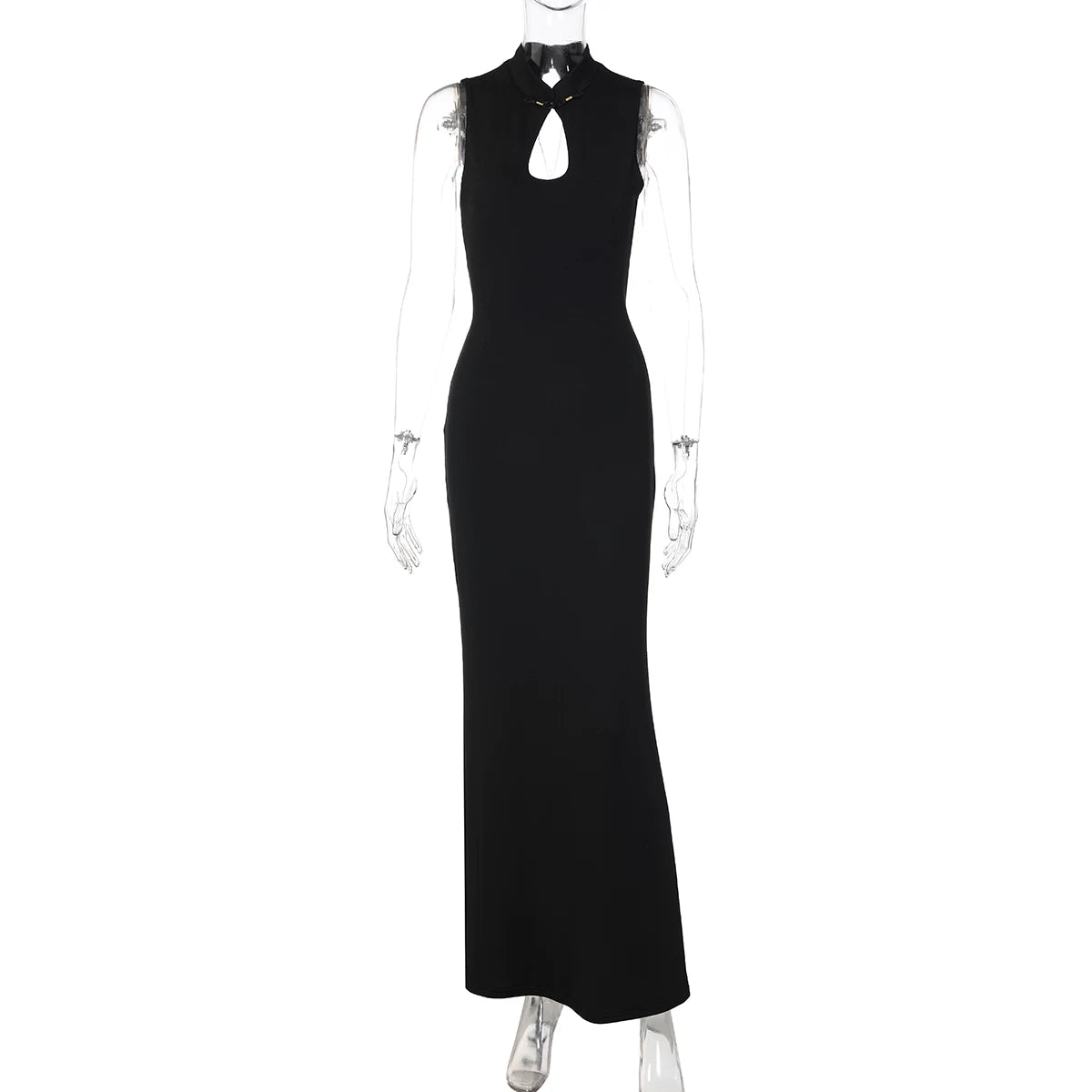 LaPose - Helaina Backless Cut-Out Maxi Dress - Black Color