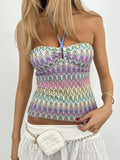 Helena Printed Halter Crop Top