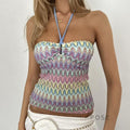 Helena Printed Halter Crop Top