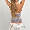 Helena Printed Halter Crop Top