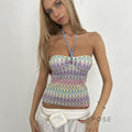 Helena Printed Halter Crop Top