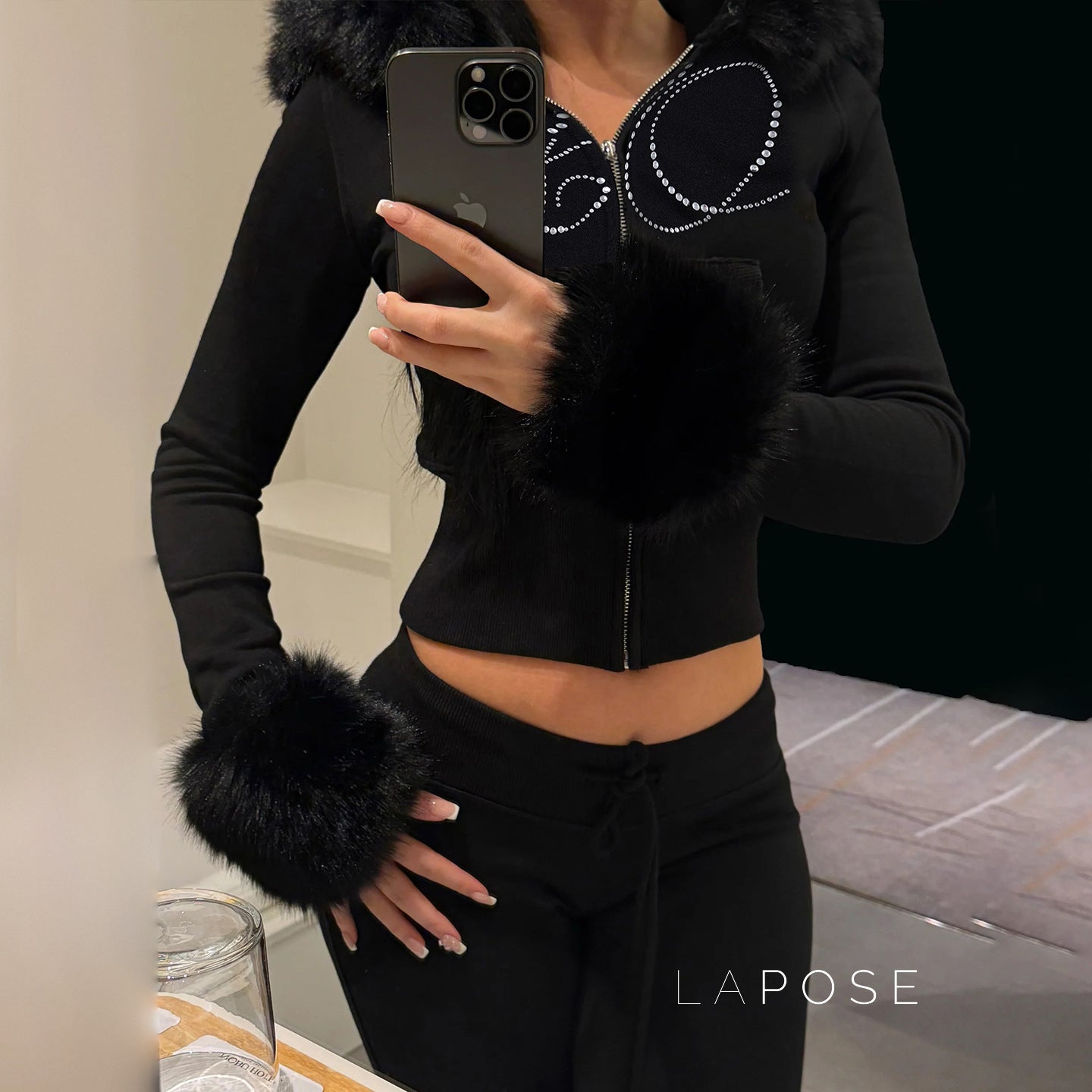 Hendrix Fluffy Rhinestone Lounge Set [91ZOHY73]