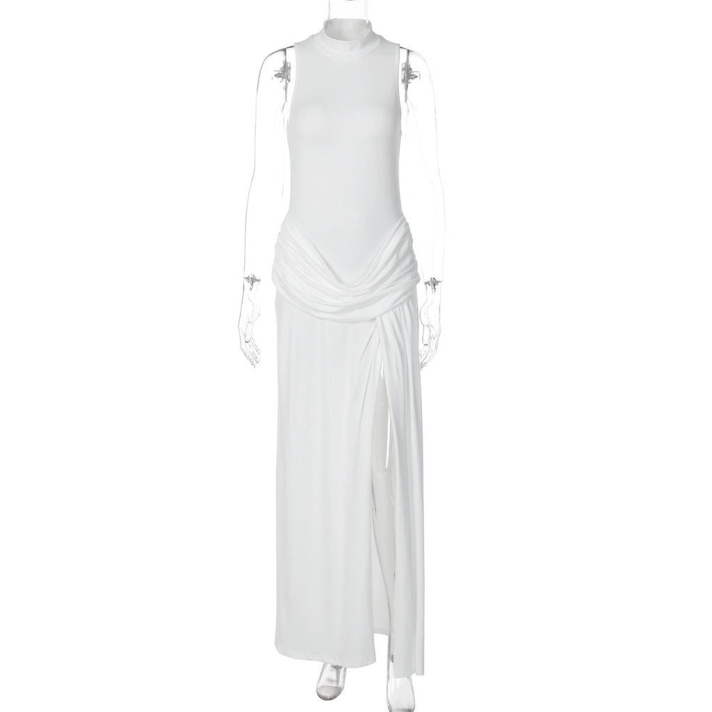 High Neck Slit Maxi Dress [HXS5X8SN]