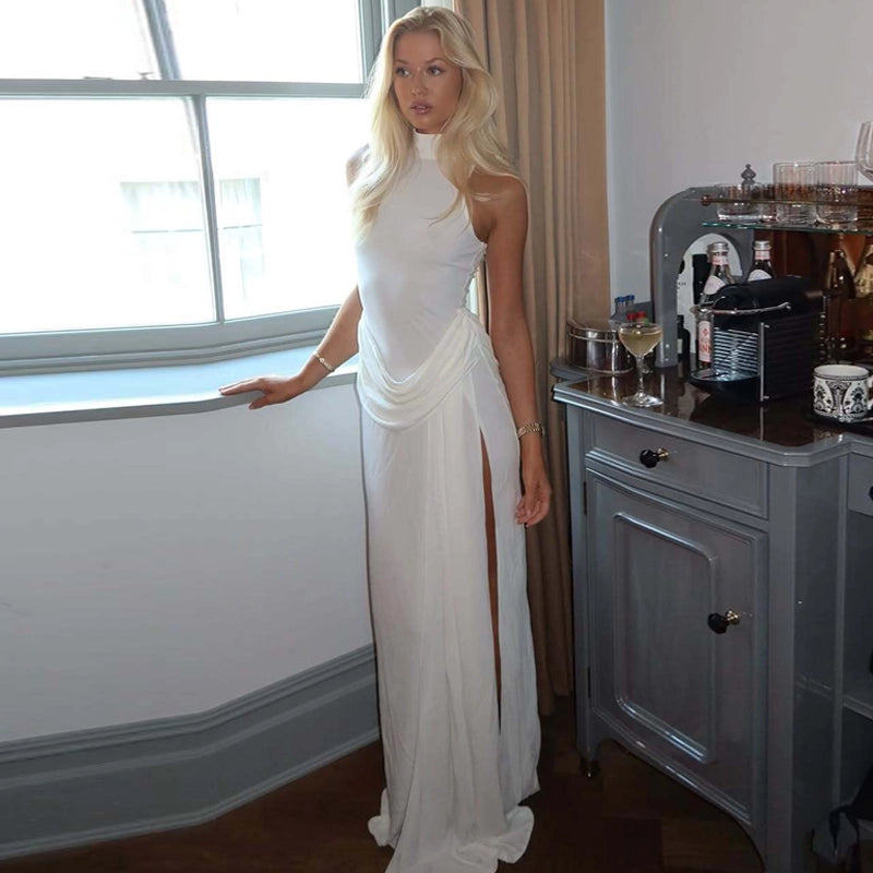 High Neck Slit Maxi Dress [0CO9LWHC]