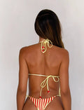 LaPose Hinata Reversible Bikini Bottom - Red Yellow Dot and Stripe