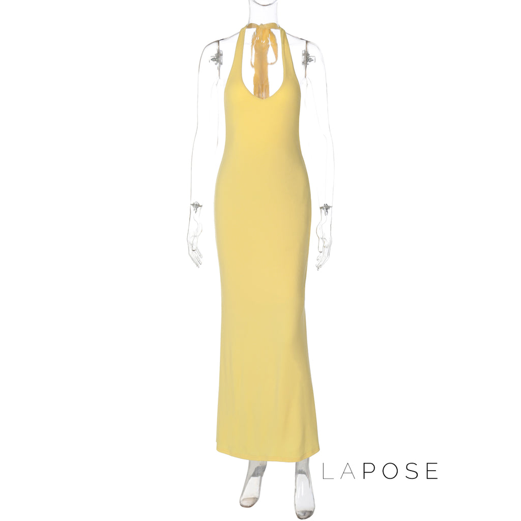 Holley Backless Halter Maxi Dress [08501BUR]