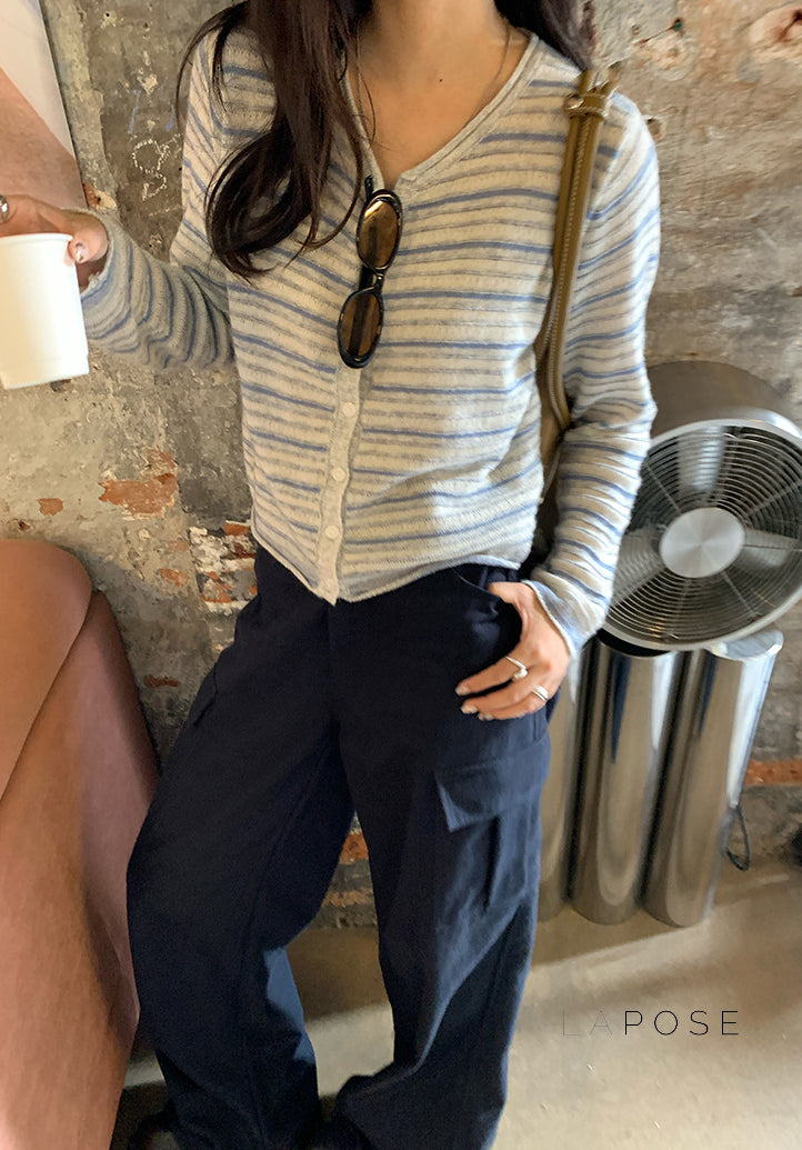 Honey Short Striped Knit Cardigan [ENPTZAH5]