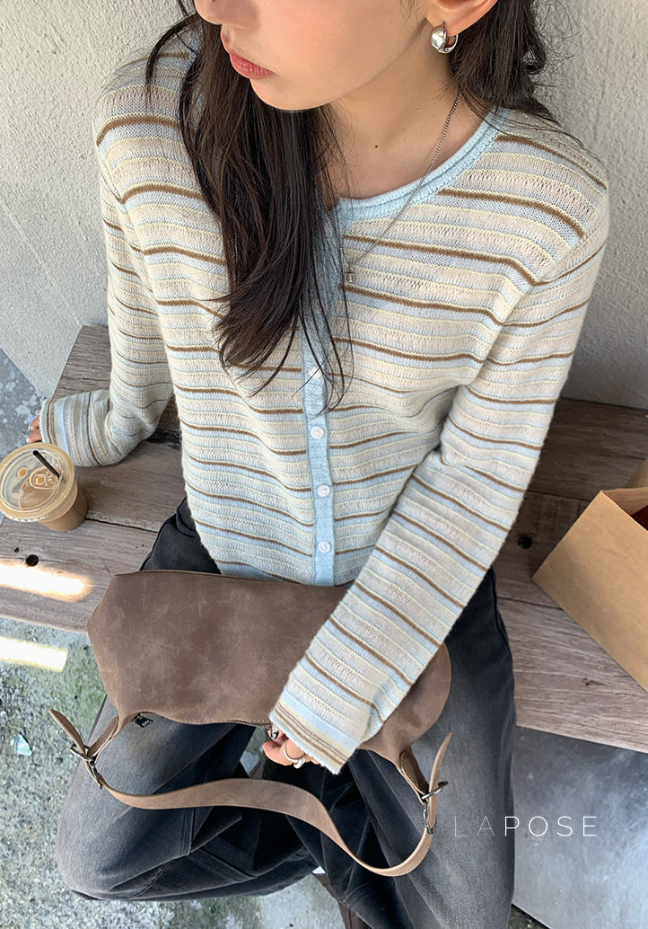Honey Short Striped Knit Cardigan [ZWIHJA1G]