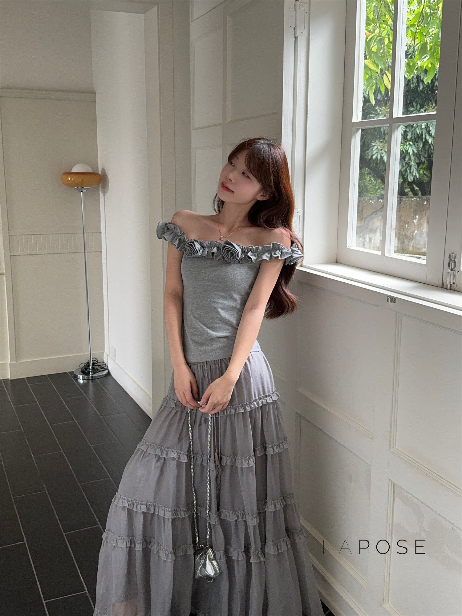 Inaaya Floral Off-Shoulder Skirt Set [4DG6KMVC]