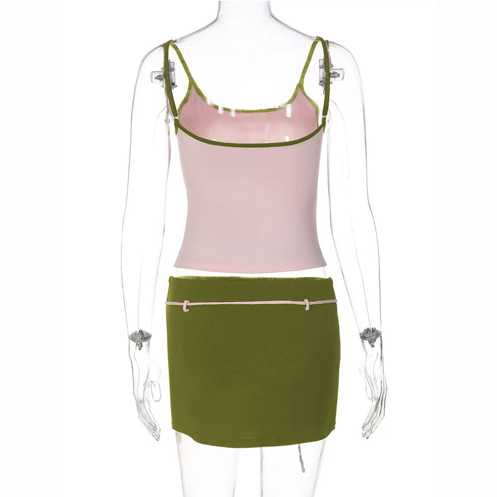 Indiana Contrast Trim Skirt Set