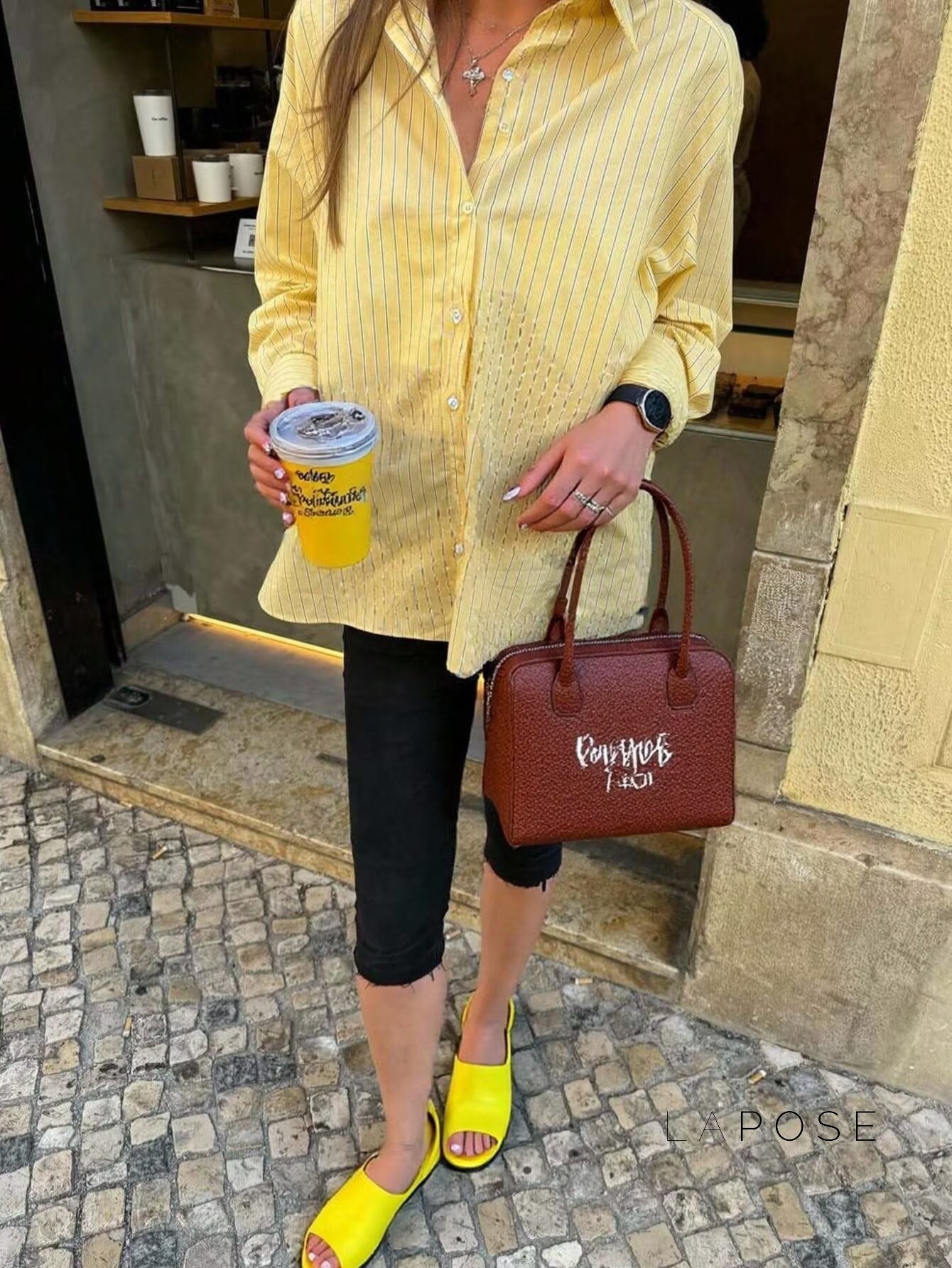 Indira Yellow Striped Polo Shirt [LTC5N7EE]