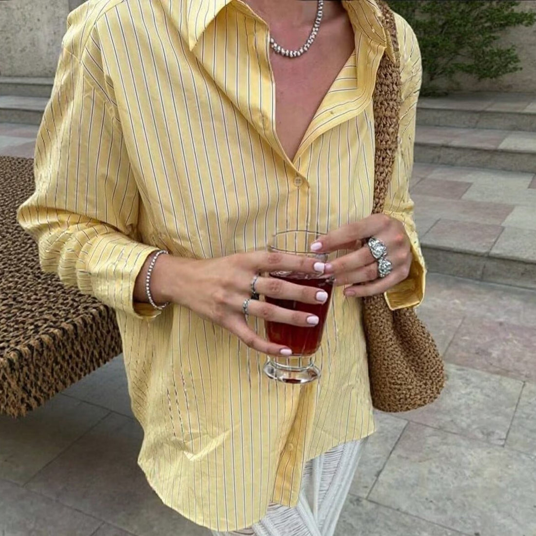Indira Yellow Striped Polo Shirt [27NIPKWD]