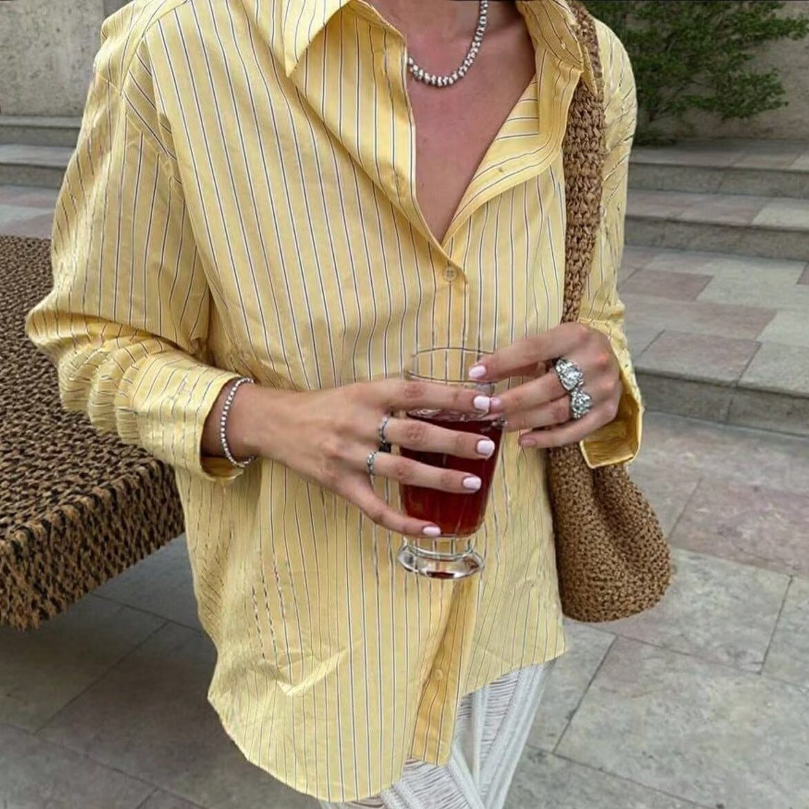 Indira Yellow Striped Polo Shirt [27NIPKWD]
