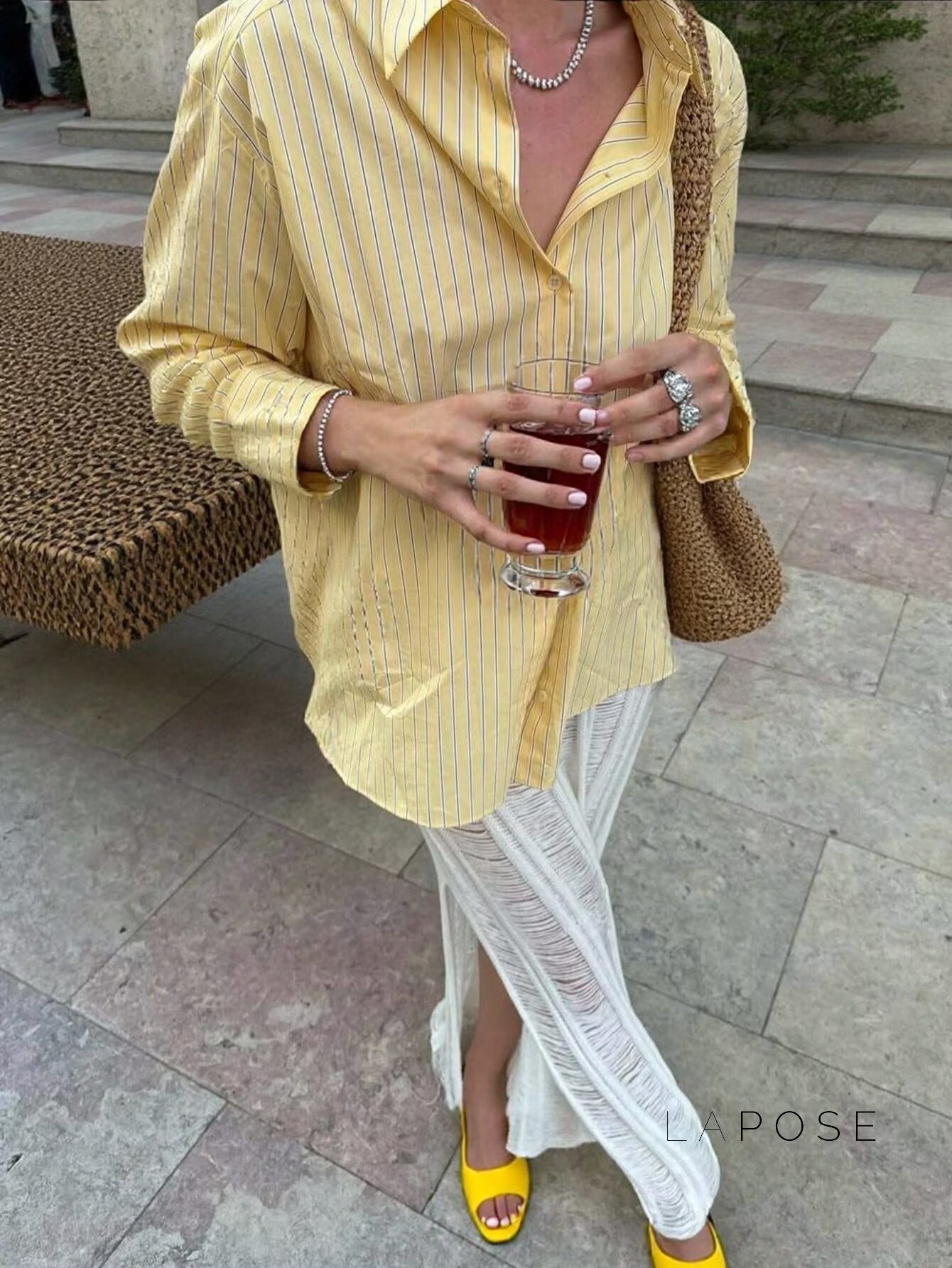 Indira Yellow Striped Polo Shirt [FCQVIVHX]