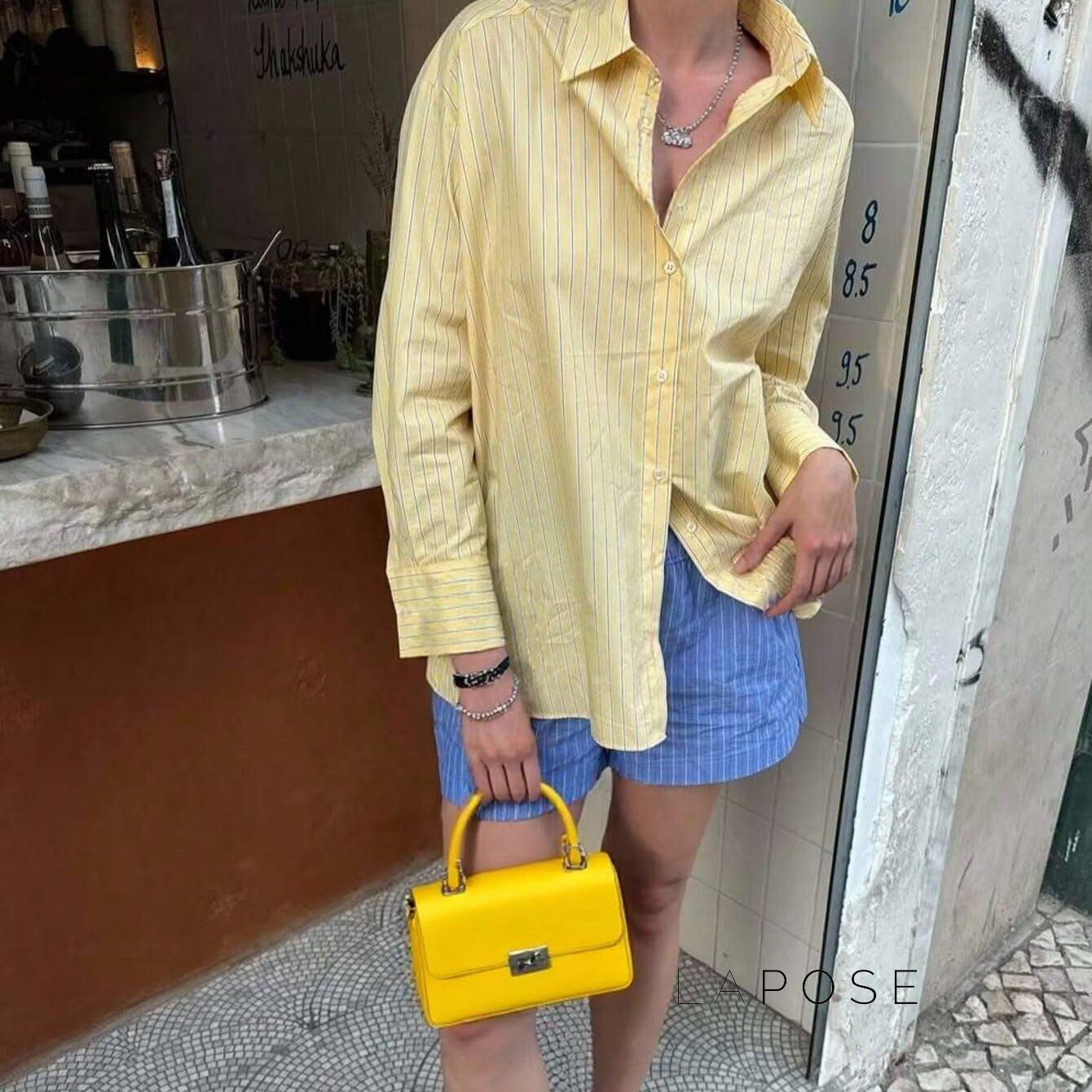 Indira Yellow Striped Polo Shirt [I3XGZIE1]