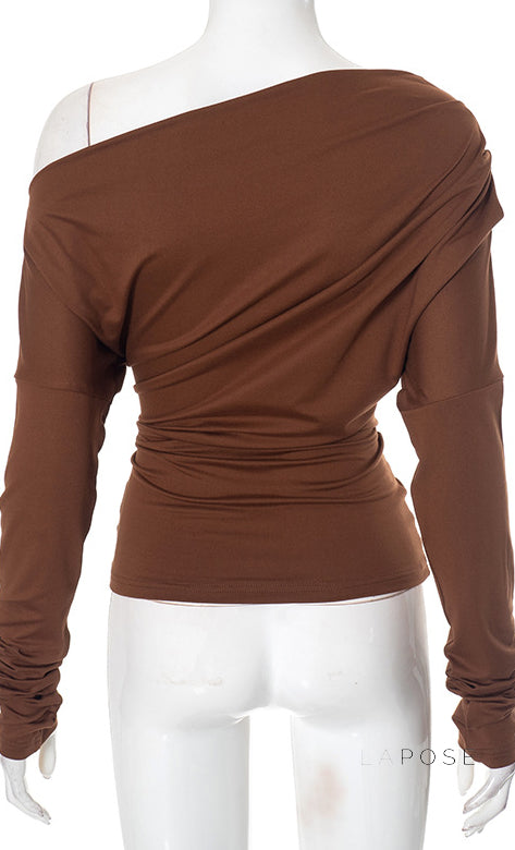 Indy Off Shoulder Pleated Top [IU3KT9SY]