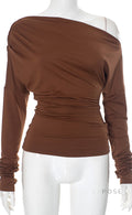 Indy Off Shoulder Pleated Top [ENO5DIVT]