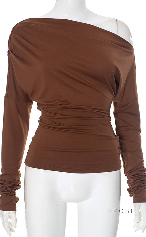 Indy Off Shoulder Pleated Top [ENO5DIVT]
