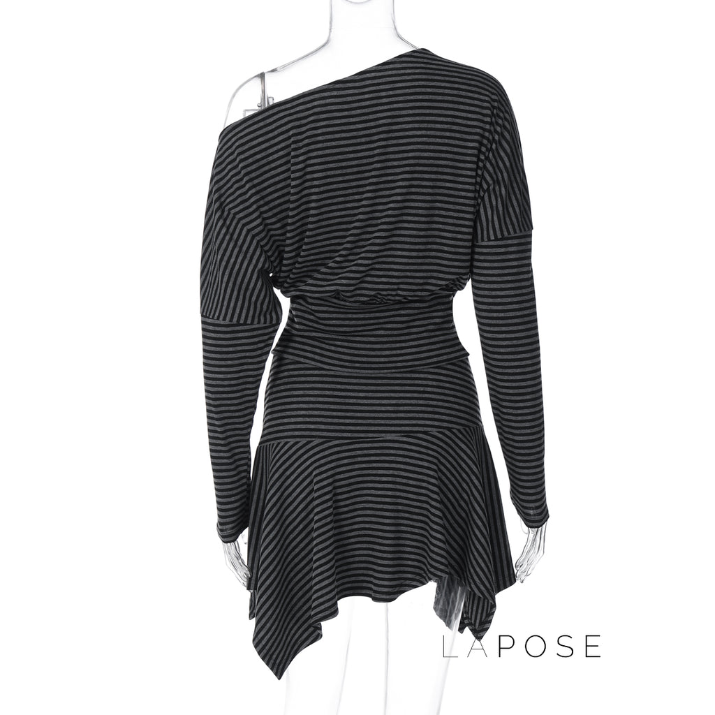 Indya Striped Off-Shoulder Skirt Set [EBR066HZ]