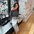 Indya Striped Off-Shoulder Skirt Set [UC9R5WCI]