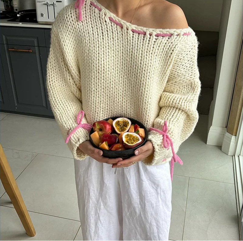 LaPose - Ingrid Chunky Knit Bow Sweater