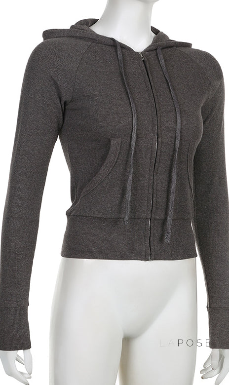 Isabel Cropped Zip Hoodie [BUTRHOMI]