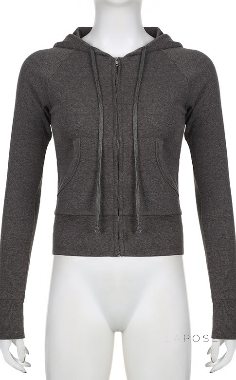 Isabel Cropped Zip Hoodie [W7Z02HE4]