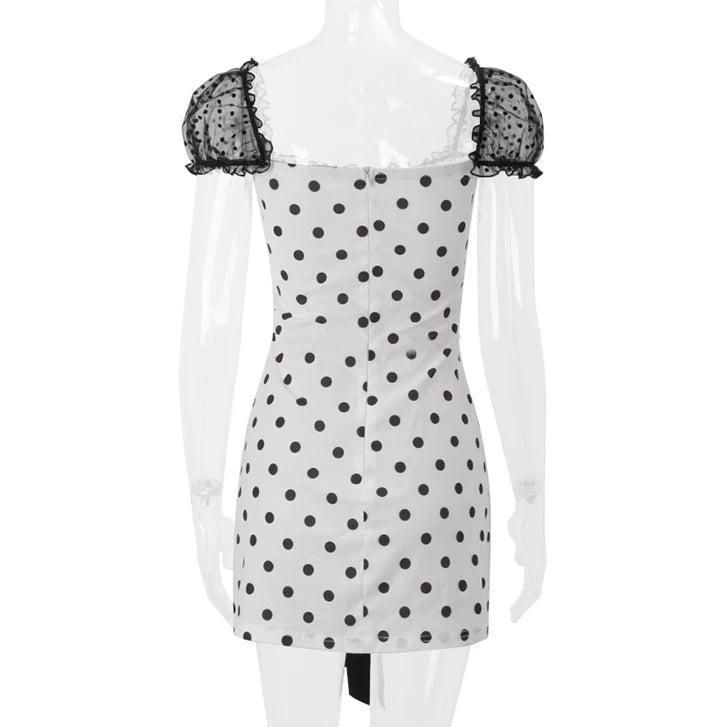LaPose - Isabellah Polka Dot Lace Mini Dress