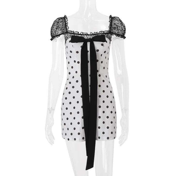 LaPose - Isabellah Polka Dot Lace Mini Dress
