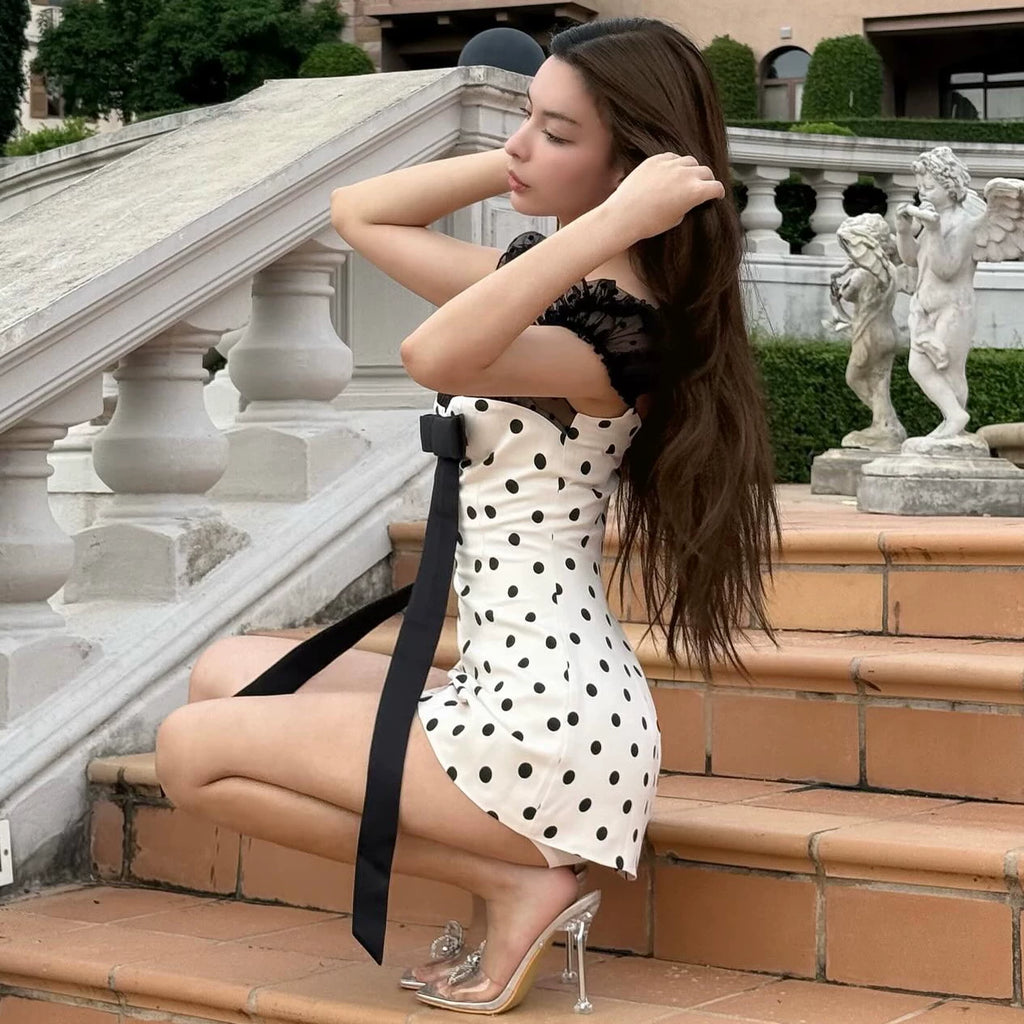 LaPose - Isabellah Polka Dot Lace Mini Dress