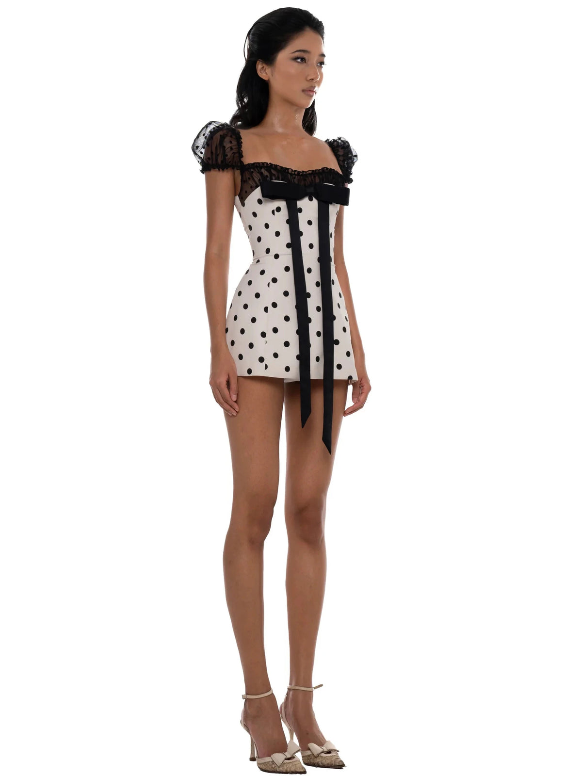 LaPose - Isabellah Polka Dot Lace Mini Dress